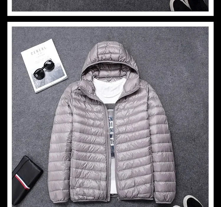 2024 New High-grade Men's White Duck Down Light Down Jacket Men's Short Hooded Men's Autumn Winter Lightweight Coat Men Jacket