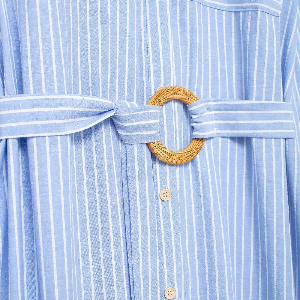 TRAF Women Fashion With Belt Front Patch Pockets Midi Shirt Dress Long Turn-up Sleeves Button-up Female Dresses Mujer