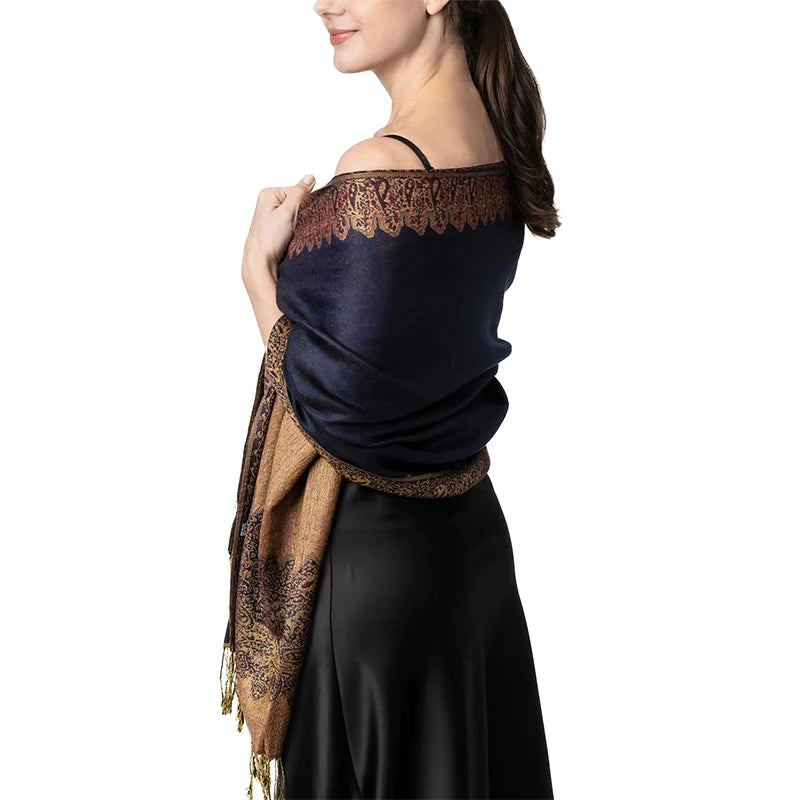 Tassel Blanket Design Thick Pashmina New Winter Warm Shawl Wrap Cashmere Scarf Women Neckerchief Poncho Stoles 2024