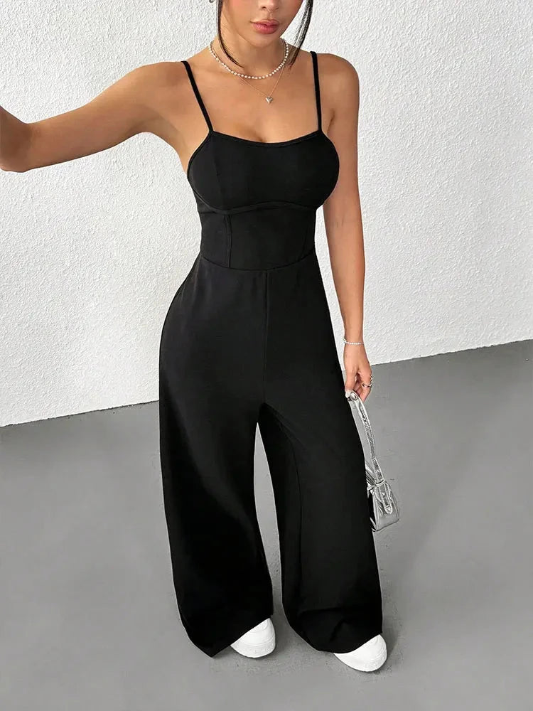 Summer New Women Sling Jumpsuits Streetwear Fashion Casual Slim Jumpsuits Black Sexy Backless V-Neck Sleeveless Female Clothing Viralgem Store