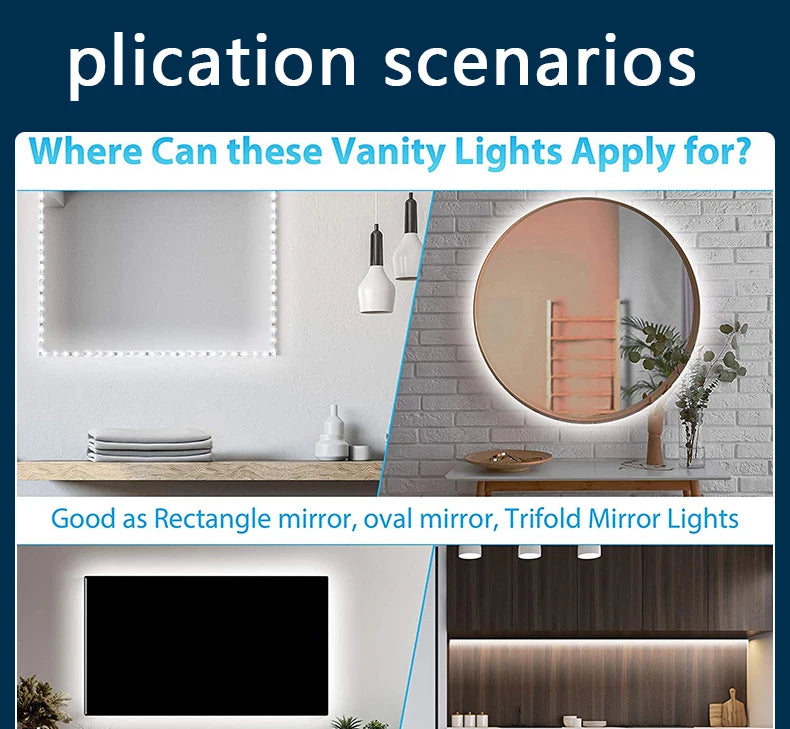 5M Led Vanity Mirror Lights Kit Dimmable Makeup Light Bathroom Mirror Lights USB LED Strip Lights Dressing Table Make Up Lamp