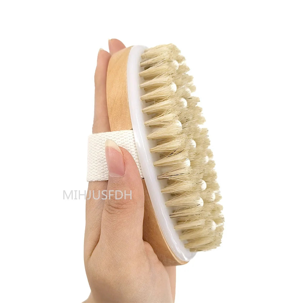 2 In 1 Dry Skin Body Massage Brush Natural Bristle Dead Skin Remover Anti Cellulite Exfoliates Blood Circulation Massage Tools Viralgem Store