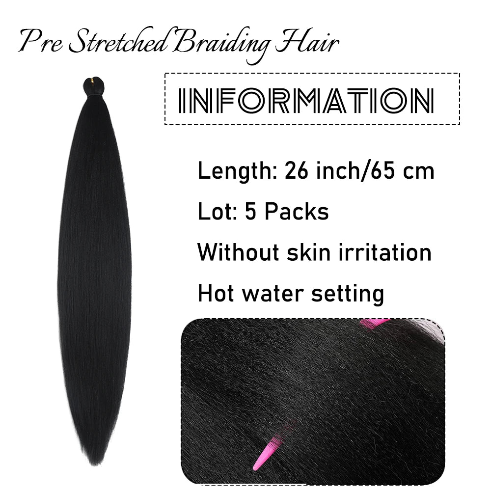 1/3/5 Packs/Lot 26 Inch Pre-stretched Braiding Hair Ombre Braiding Hair Hot Water Setting Synthetic Braiding Hair Extensions
