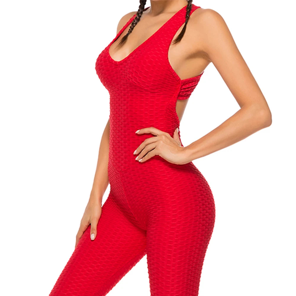 Women Halter Yoga Set Black Activewear Sexy Bandage Sleeveless Jumpsuit Skinny Rompers Solid Elastic Bodycon Fitness Sport Suits Viralgem Store