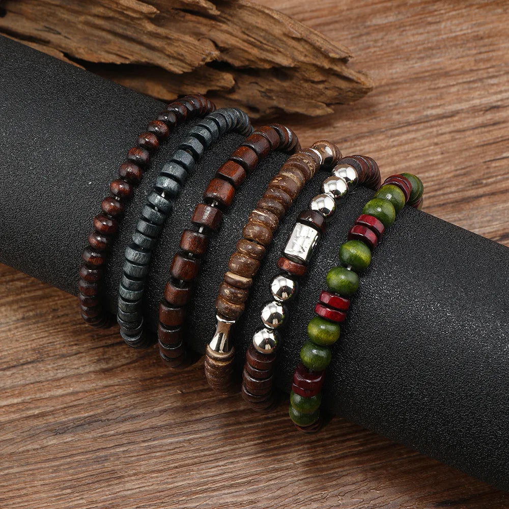 10pcs Vintage Bohemia Men's Bracelets - Fashion Stylish Leaves Wristwear Accessory for Durable Fashion Jewelry Gifts