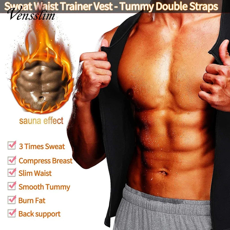 Vensslim Men Body Shaper Waist Trainer Vest Slimming Shirt Sauna Sweat Compression Undershirt Shapewear Fat Burner Workout Tops Viralgem Store