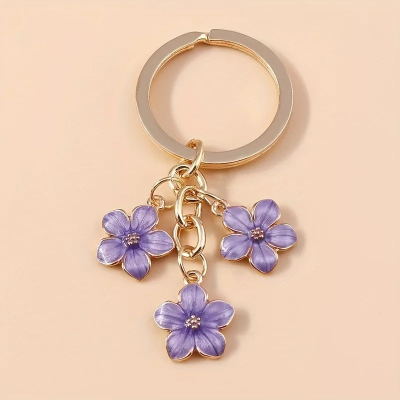 1pc Flower Charm Keychain Customizable Key Ring Bag Accessory Car Pendant Phone Ornament