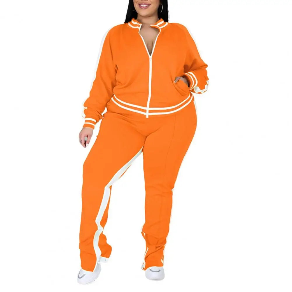 2025 Women Tracksuit Jogging Suit Plus Size Zip-up Long Sleeve Sweatsuit with Trousers Loose Fit Tracksuit Sports Casual Outfit Viralgem Store