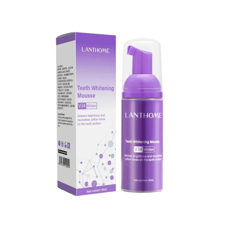 50ml V34 Mousse Toothpaste Teeth Whitening Removing Yellow Teeth Cleaning Tooth Stain Oral Fresh Tooth Care Product 2024 New