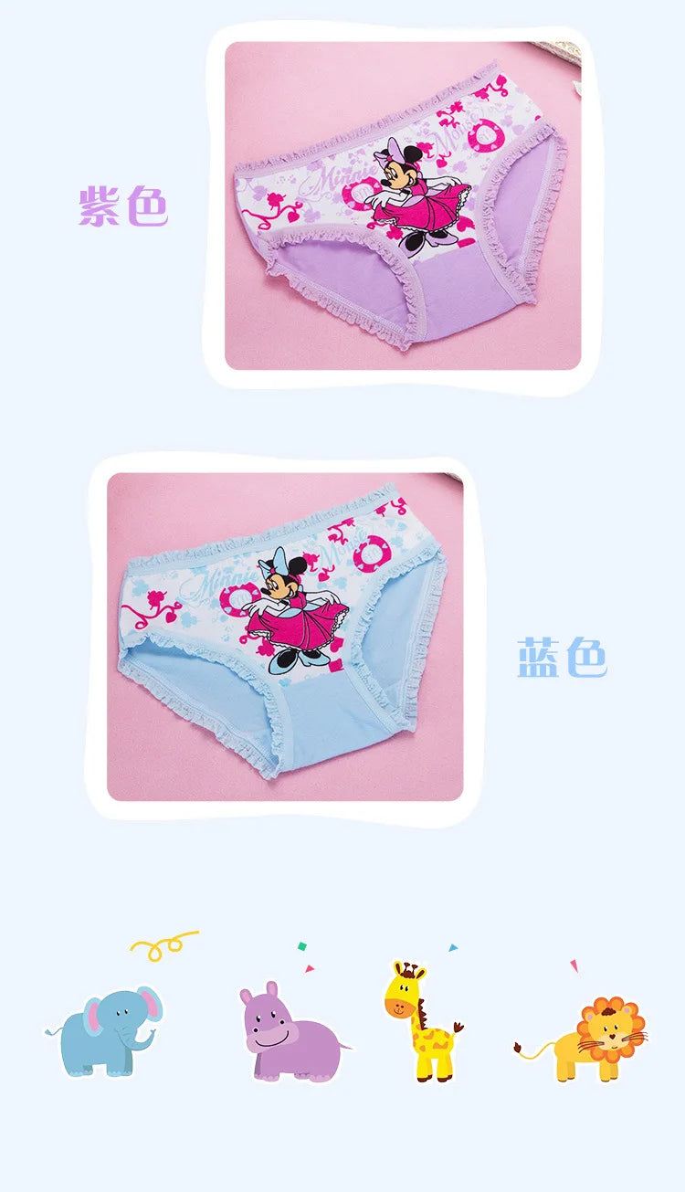 4pcs/set Disney Girls Cartoon Mickey Mouse Underpants 2-10years Old Children Classic Pop Pure Cotton Boxers Minnie Birthday Gift Viralgem Store