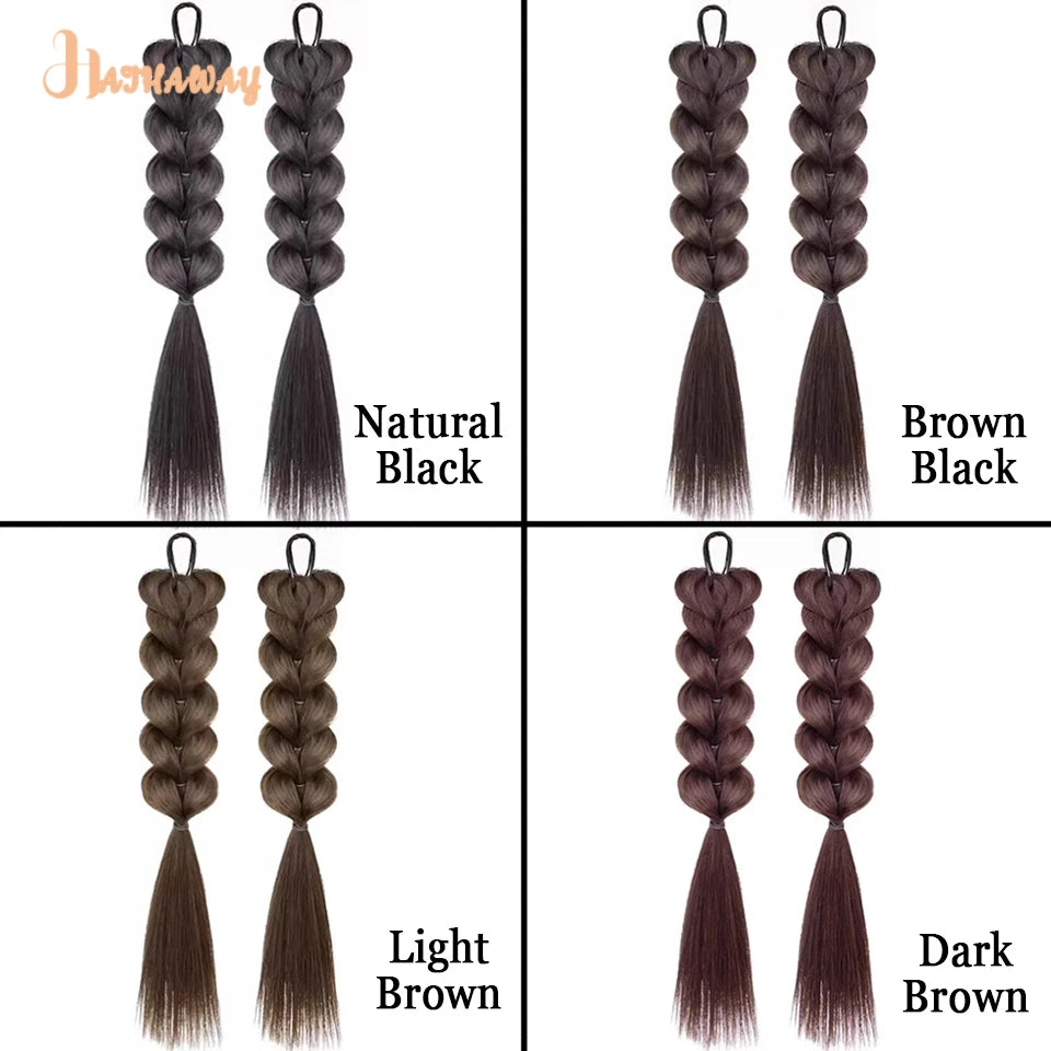 16 Inch Double Ponytail Synthetic Bubble Braid Online Celebrity Braided Hair Double Ponytail Boxing Braid Fake Ponytail Woman