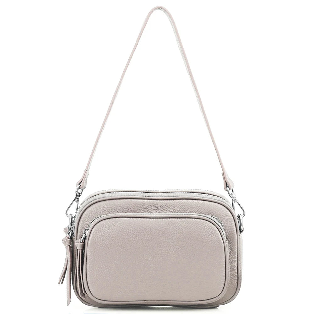 Zency Designer Women Shoulder Bag Genuine Cowhide Leather Handbag Zipper Pockets Large Capacity Female Crossbody Bag White Viralgem Store