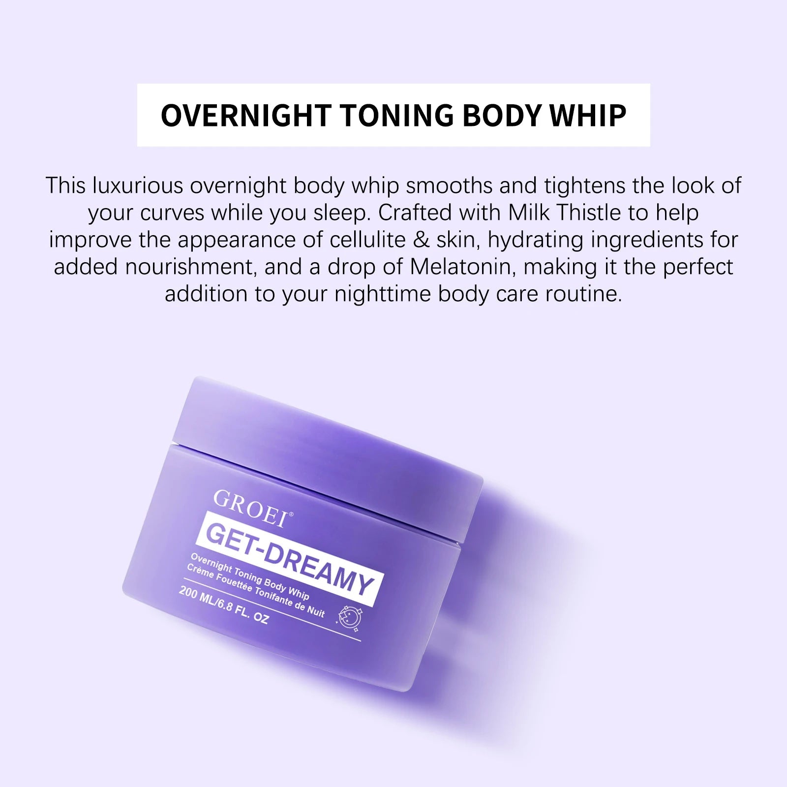 200ML Body Lotion Overnight Toning Whip Get,Deep Moisturizing Firming Hydration Smooths & Brightens Effectively Prevent Dry Skin Viralgem Store
