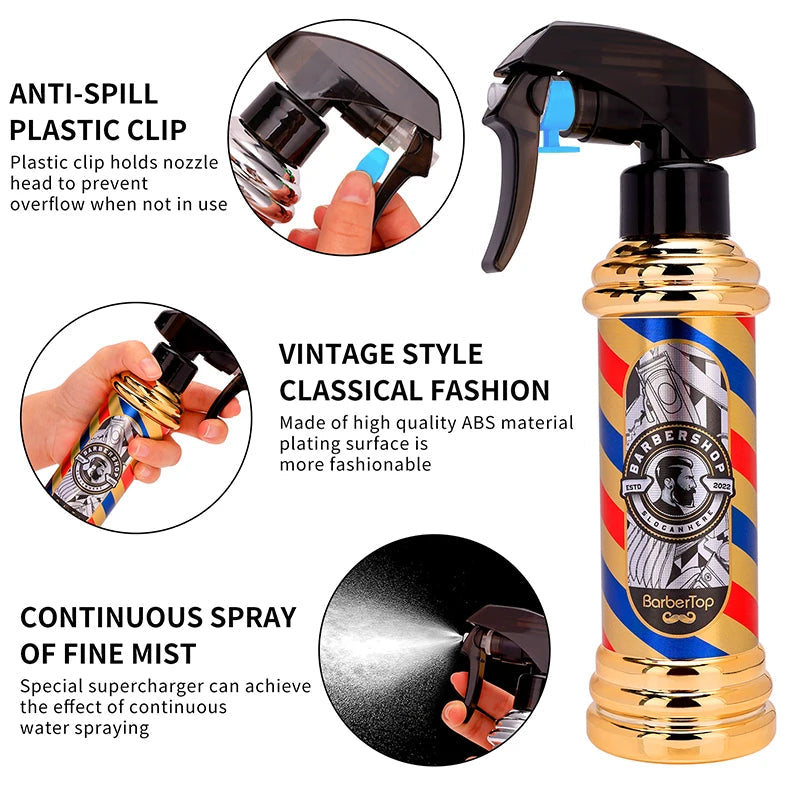 3PCS Hairdressing Styling Tools Set Barber High Pressure Spray Bottle Beard Cleaning Brush Haircut Comb Barbershop Styling Tools Viralgem Store