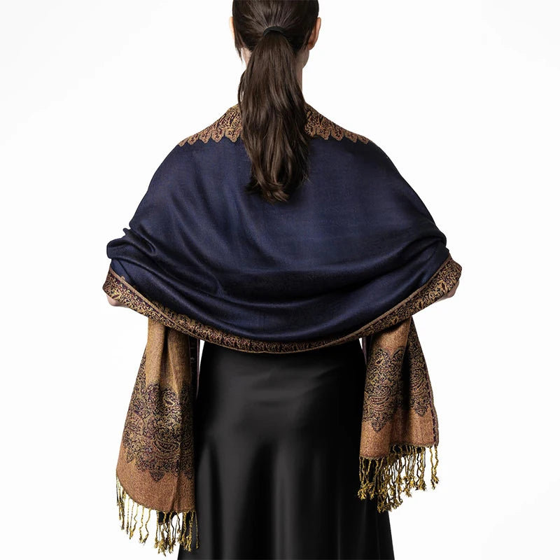 Tassel Blanket Design Thick Pashmina New Winter Warm Shawl Wrap Cashmere Scarf Women Neckerchief Poncho Stoles 2024