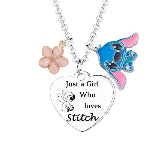 1pair Cute Lilo and Stitch Stainless Steels Pendant Necklace Kawaii Stitch Neck Chain for Man Accessories Gifts