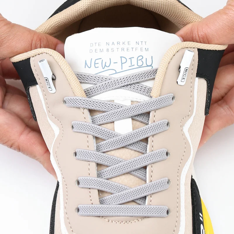 1Pair No Tie Shoelace Elastic Shoelaces Leisure Sneakers Quick Flat Shoelaces Lazy Shoe Laces Nice Buckle Kids and Adult Unisex