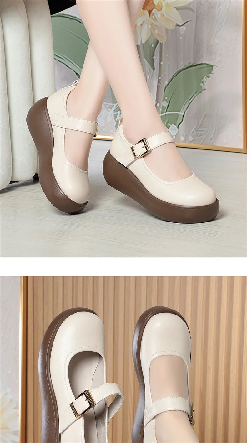 Spring Fashion Wedge Round Toe Soft Bottom Lolita Shoes Women Cute Vintage Mary Jane Shoes Chunky College Student Shoes Viralgem Store