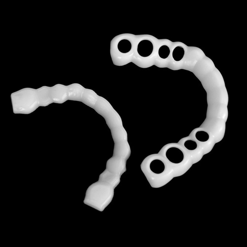 1-5Set Upper Lower Temporary Fit Fake Teeth Cosmetic Denture Smile Veneers False Teeth Brace Cover Upper False Tooth Cover Snap Viralgem Store