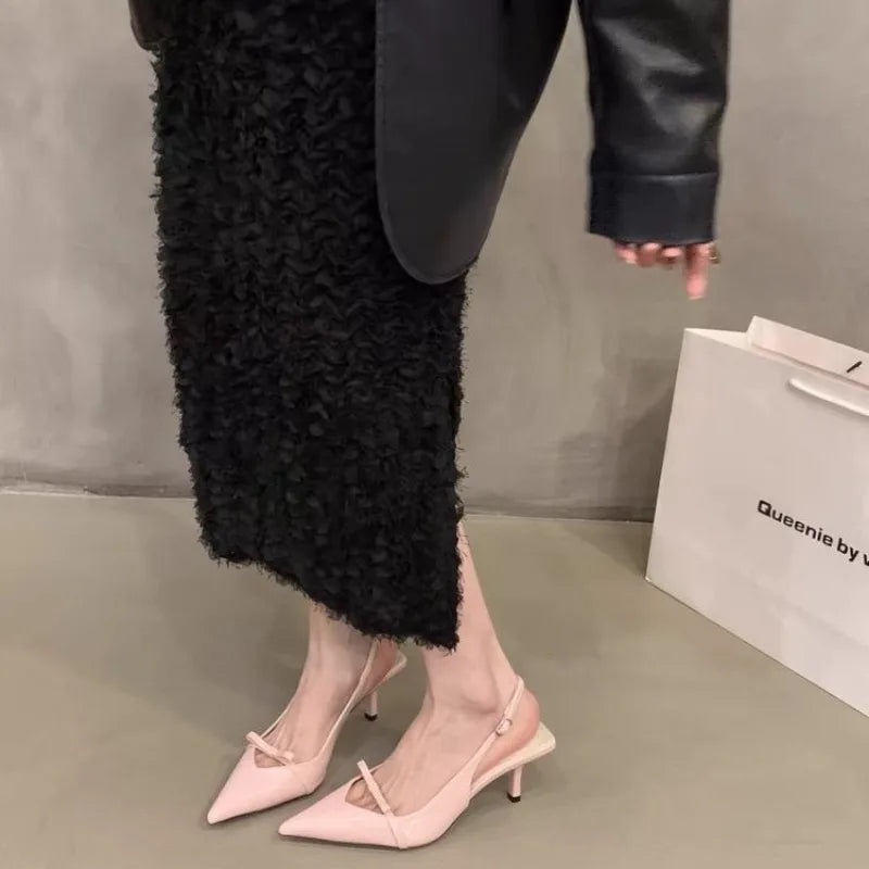 2024 Summer New Women's Shoes Fashion Light Smooth Monochrome Pointed Women's Sandals Thin High Heels Dress Sexy High Heels