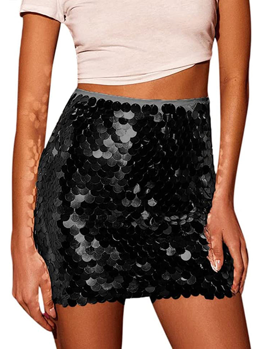 Women s Sequin Skirt Sparkle Fashion Stretchy Bodycon Glitter High Waist Spring Packaged Party Skirts Streetwear