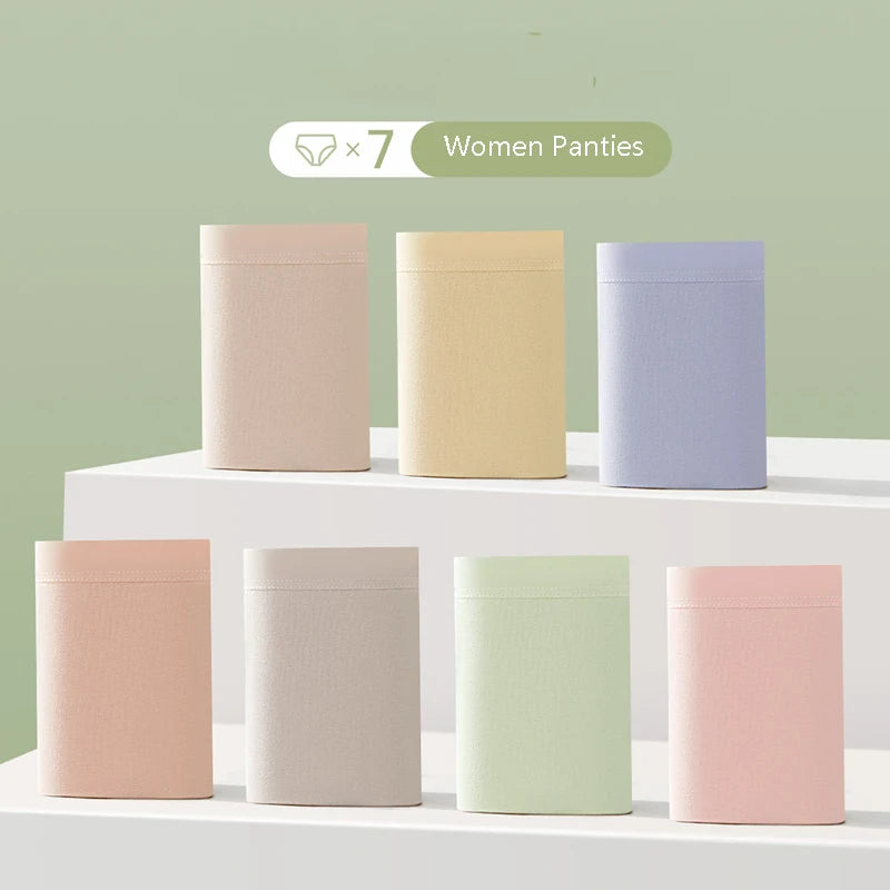 7Pcs Cotton Women's Panties Breathable Underwear Seamless Girls Briefs Solid Panty Soft Underpants Sexy Low-Rise Female Lingerie