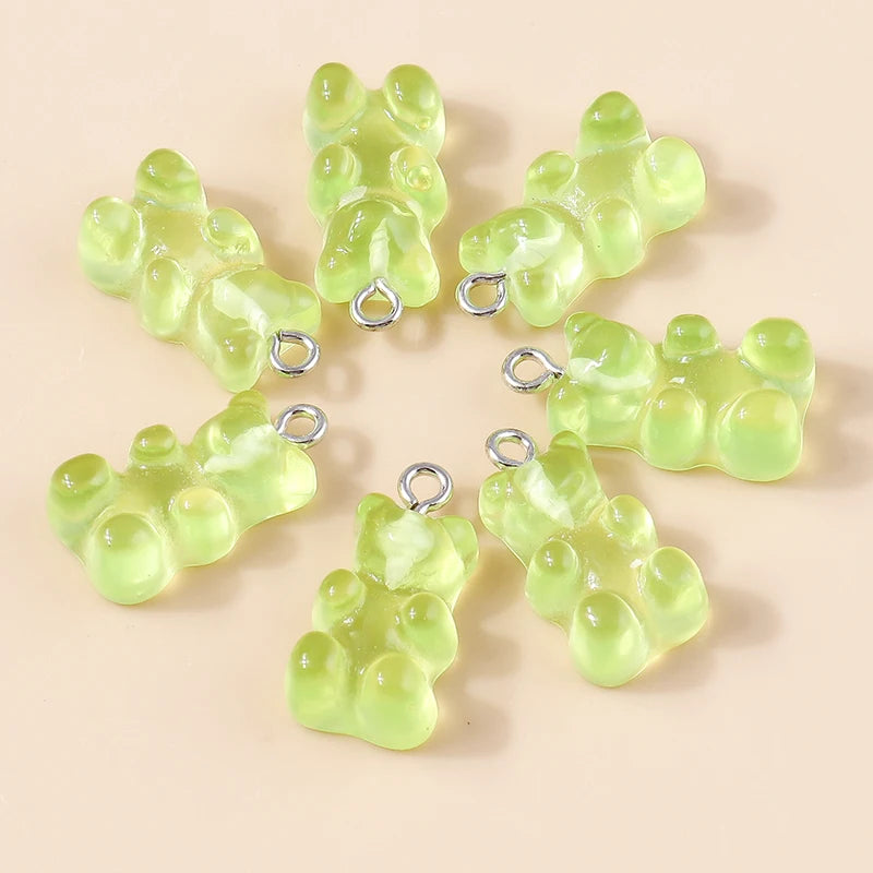 30colors 10pcs 22X11mm Candy Color Gummy Mini Bear Charms for Making Cute Earrings Pendant Necklace DIY Creative Jewelry Finding