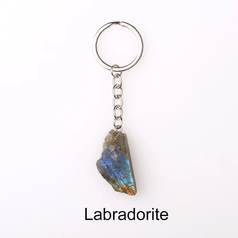 20pcs Natural Rough Raw Stone Crystal Quartzs Keychain Women Men Handbag Hangle Car Key Holder Raw Mineral Stone KeyRing Jewelry Viralgem Store