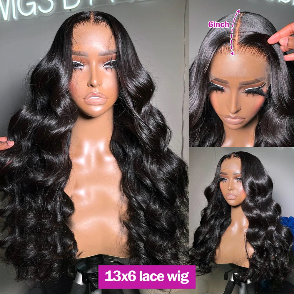 13x4 13X6 Body Wave Transparent Lace Front Wig Bling Hair HD Frontal Wig 180% Density Human Hair 4x4 Lace Closure Wigs For Women