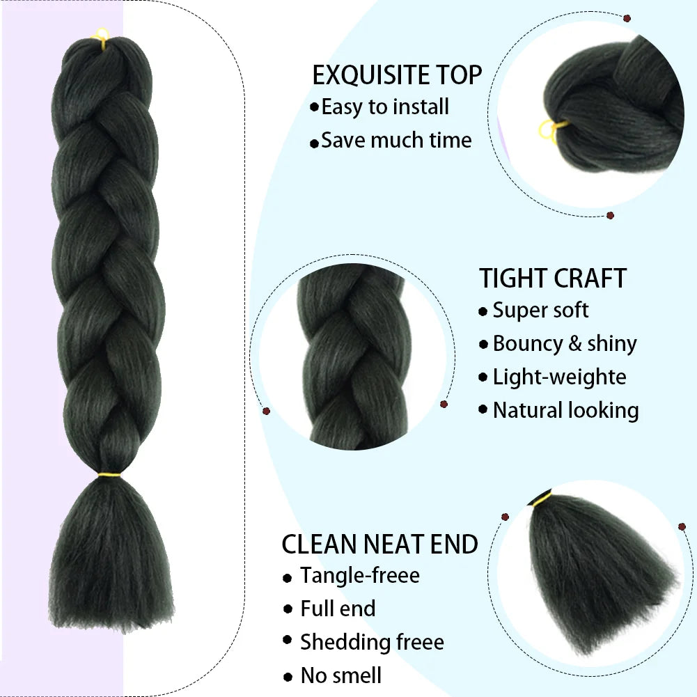 24 Inches DIY Jumbo Braiding Hair Synthetic Hair Extensions Afro Ombre Crochet Braid Hair Wholesale For Women