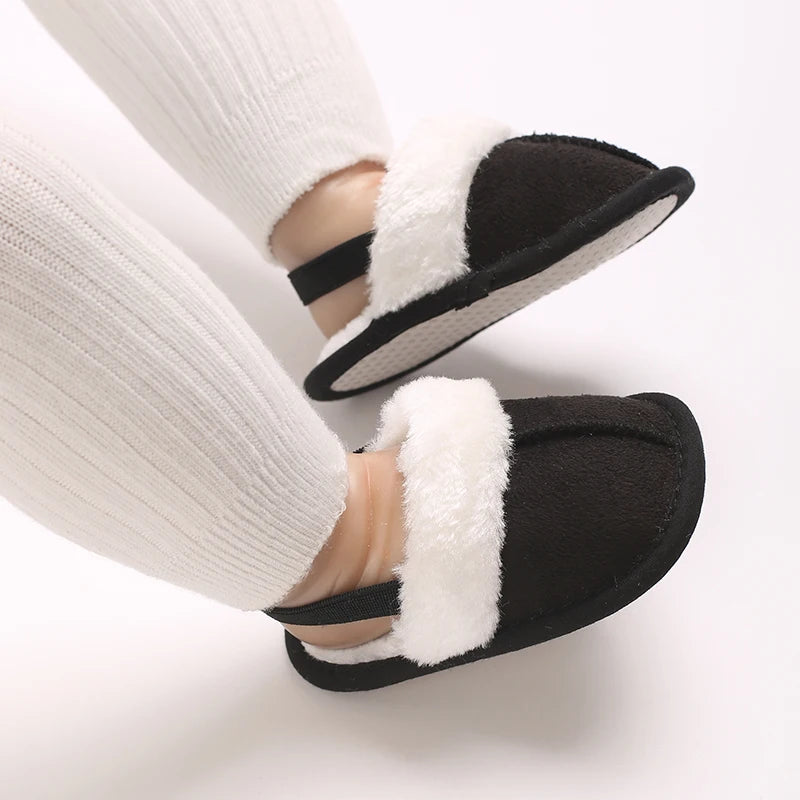 0-1 Years Old Winter Baby Slippers Fluffy Baby Boy Girl Sandals Cute Plush Soft Non-slip Sole Toddler First Toddler Baby Shoes