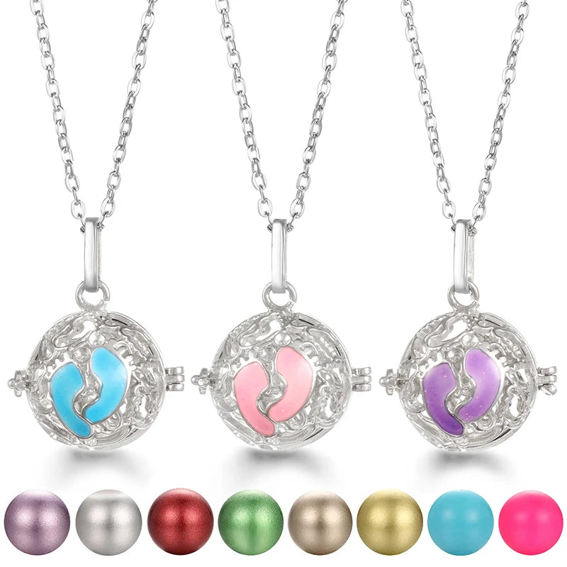 United States Chime Music Ball Woman Caller Essential Oil Necklace Perfume Diffuser Color Footprint Pendant Aromatherapy Jewelry