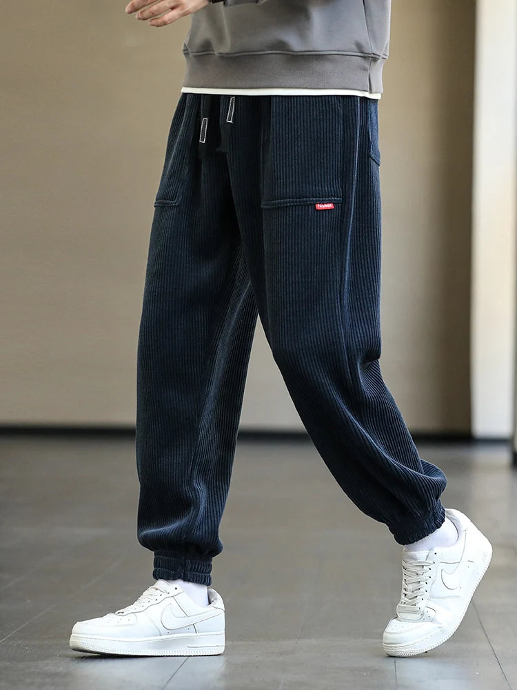 Spring Autumn Corduroy Sweatpants Men Baggy Joggers Fashion Streetwear Loose Casual Harem Pants Plus SIze 8XL