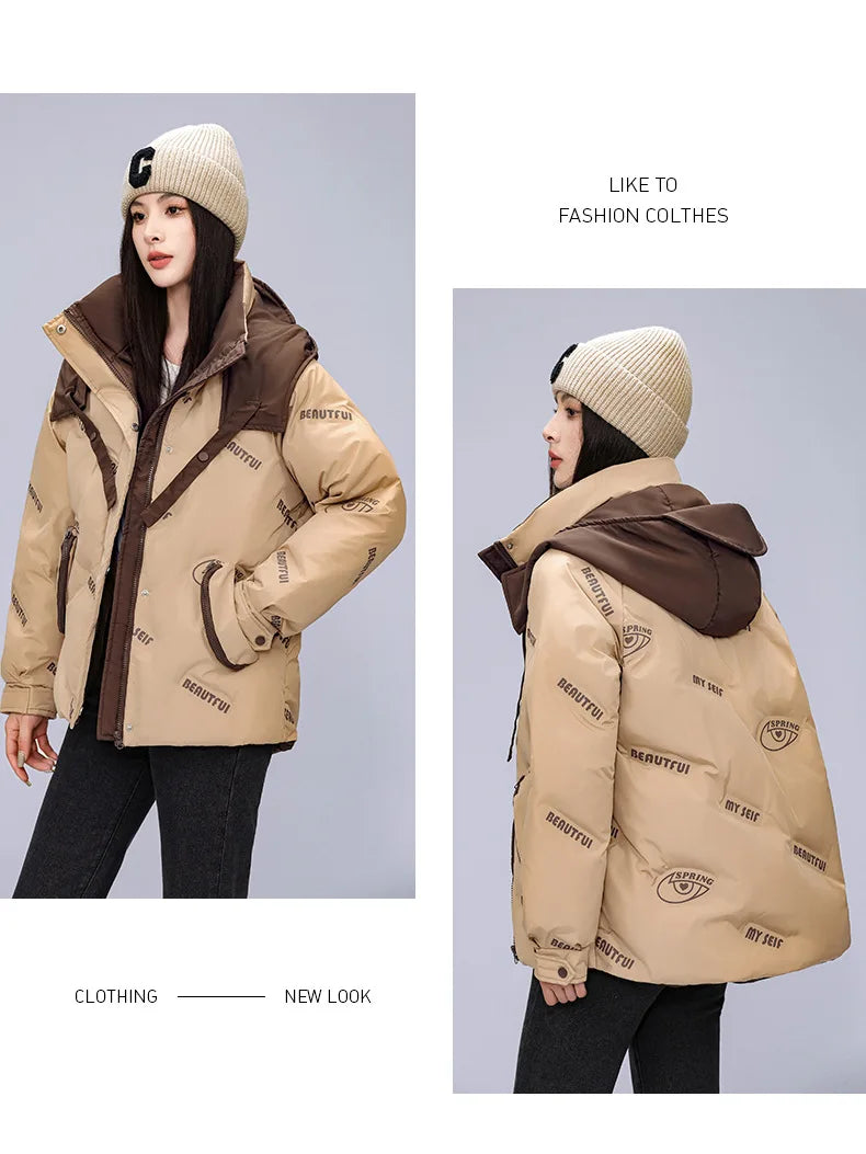 Women Pink Gothic Hoodies Parka 90s Vintage Jacket Overcoat Warm Thicken Coat Harajuku Padded Jacket Clothes Winter Autumn 2024