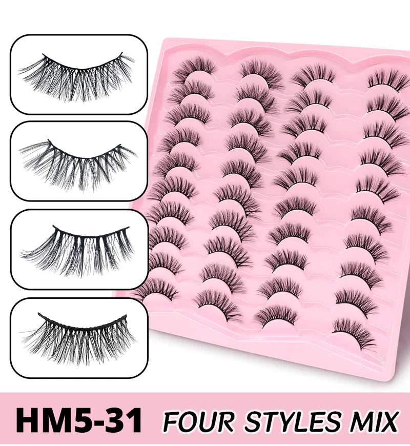 2 Style 20 Pairs Eyelash 3D Natural Mink False Eyelashes Makeup Fake Eye Lashes Faux Cilios Make Up Beauty Tools Wholesale