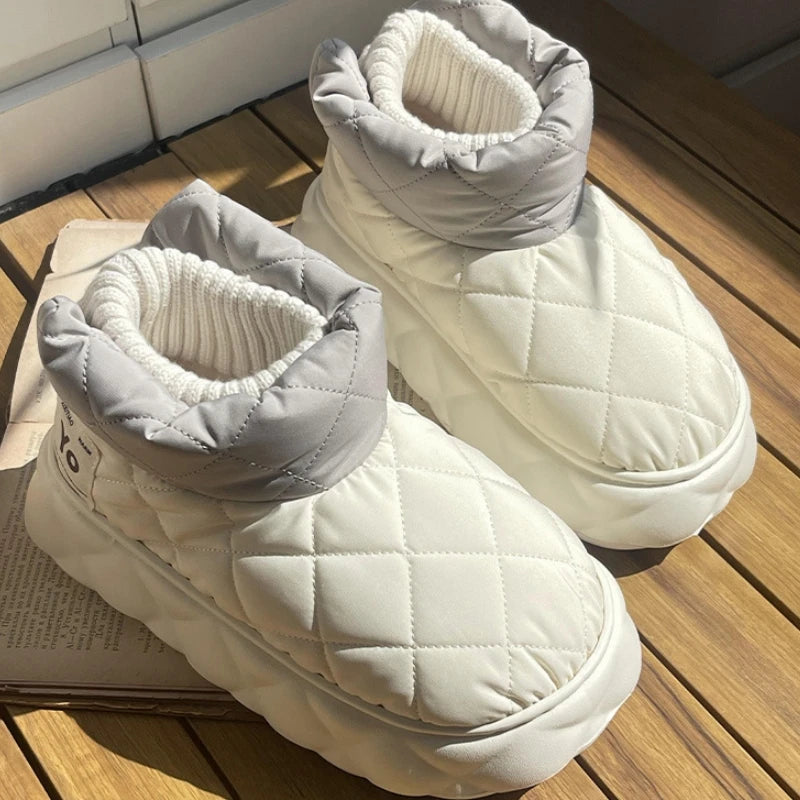 Winter Soft Women's Snow Boots Warm Snow Boots Thick Sole Bare Boots Mesh Red Couples Warm and Comfortable Winter Shoes Snow