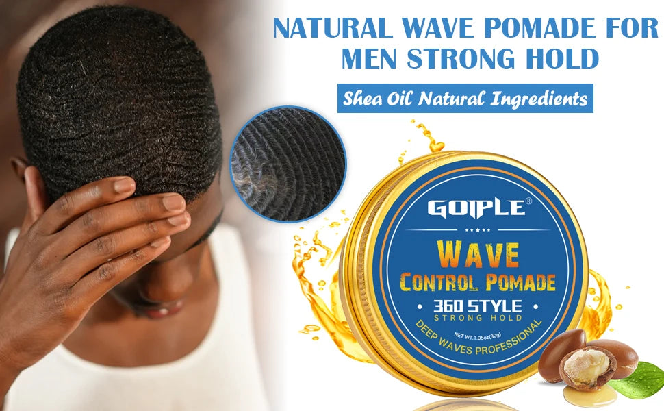 Wave shampoo Kit for Men Anti-frizz Wax Cream Layered Styling Hair Pomade Deep Clean Care Product with Hair Brush and Pirate Hat Viralgem Store
