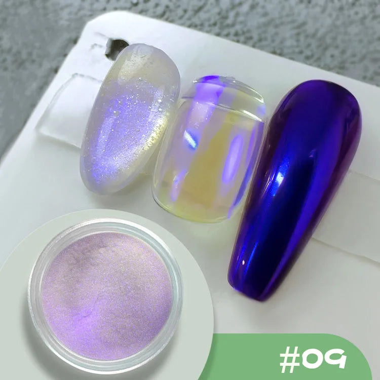 1jar Chrome Chameleon Aurora Nail Powder Metallic Effect Nail Glitter Pigment Mirror Nail Rubbing Dust Gel Nail Polish Supplies