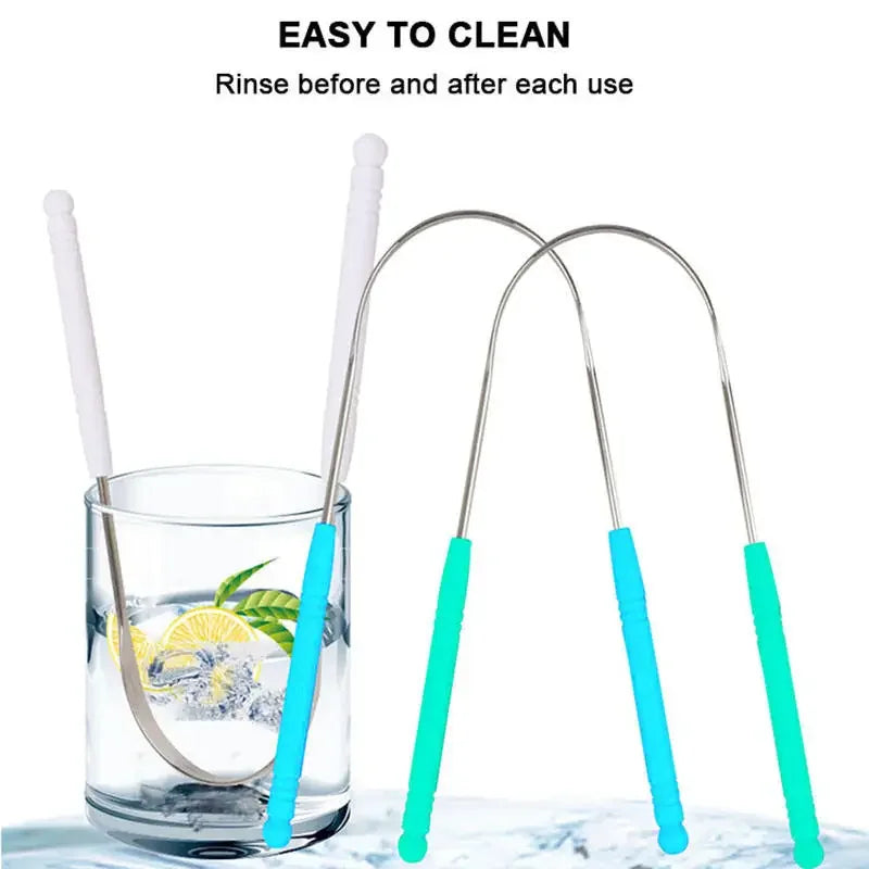 1PC Stainless Steel Tongue Scraper Cleaner Fresh Breath Cleaning Coated Tongue Toothbrush Oral Hygiene Care Tools Viralgem Store