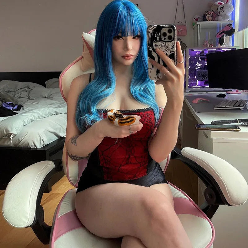 2024 Vintage Gothic Cami Tops Women Mesh Spider Net Lace Tank Vest Female Summer Sexy Club Crop Tops Harajuku 2000s clothes