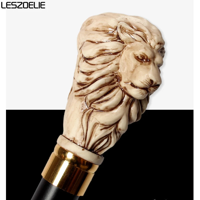 97cm Lion-Head Resin Handle Stick Men German Beech Detachable Wooden Walking Sticks Women Fashionable  Party Decorative Canes Viralgem Store