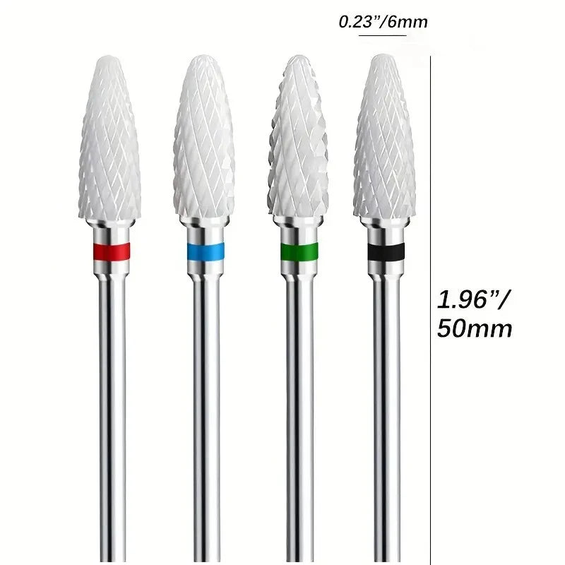 5PCS Left-Handed  Ceramic Nail Drill Bits Set Acrylic Nail File Bits 3/32'' Shank Professional   For Removing Acrylic Gel Nails