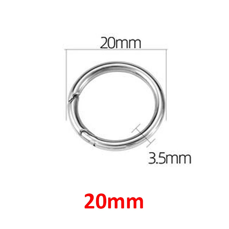 12-35mm Stainless Steel Spring Clasps Keyring Hooks for Keychain Key Holder Openable Round Key Ring Carabiner Jewelry Making DIY