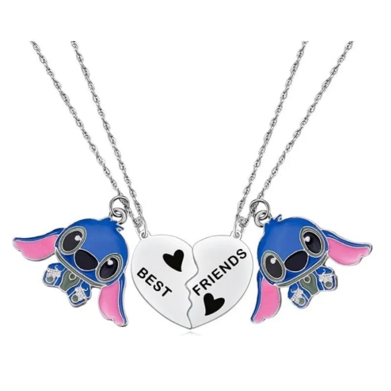 1pair Cute Lilo and Stitch Stainless Steels Pendant Necklace Kawaii Stitch Neck Chain for Man Accessories Gifts