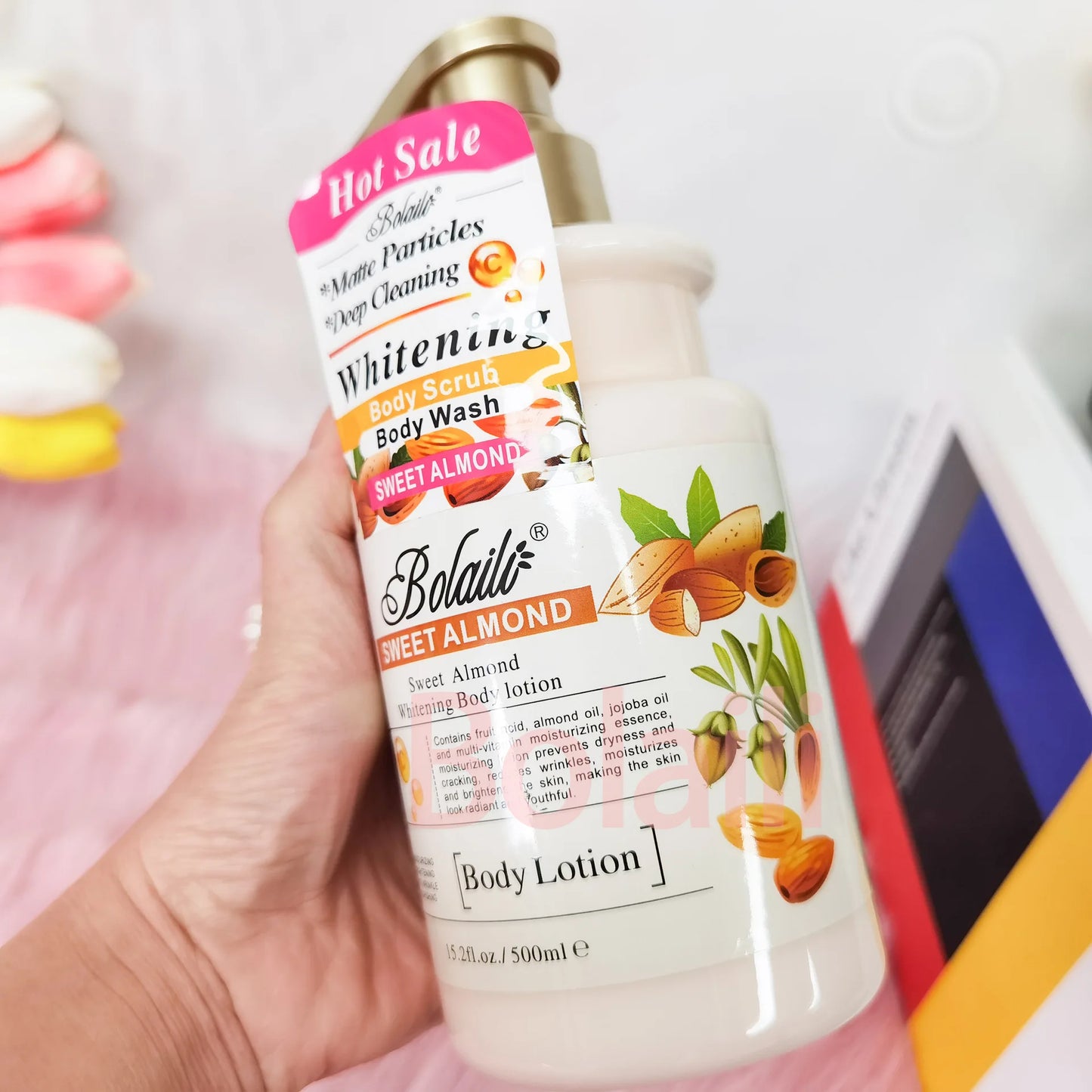 15.2fl.oz/500ml Sweet Almond 14 Days Magic Whitening Face Body Lotion Skin Moisturizing Cream