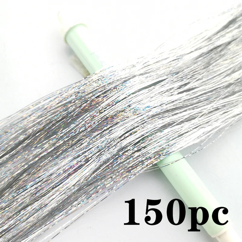 Synthetic Extensions Hair Dazzling Female Hippies With Tinsel Rainbow Silk For Braided Headwear Length 120 Cm 150 Strands/Pack Viralgem Store