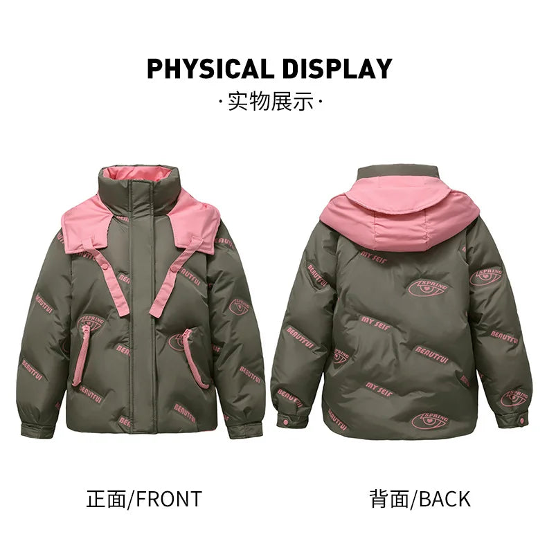 Women Pink Gothic Hoodies Parka 90s Vintage Jacket Overcoat Warm Thicken Coat Harajuku Padded Jacket Clothes Winter Autumn 2024