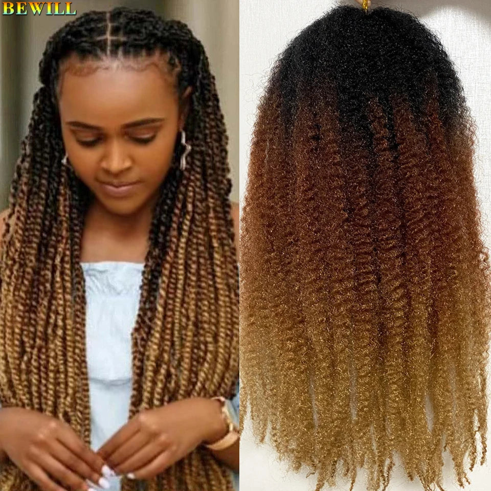 18 Inch 1-6 Packs Marley Twist Crochet Hair Black Brown to Blonde Synthetic Afro Marley Ombre Braiding Hair for Faux Locs Braids