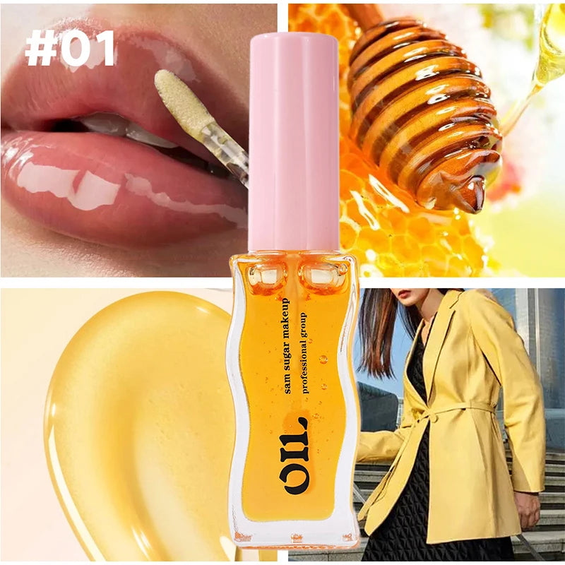 2PCS Fruit Lip Balm Oil Moistens Jelly Lip Gloss Honey Juice Lip Gloss Transparent Glass Lip Gloss Lip Protection Essence