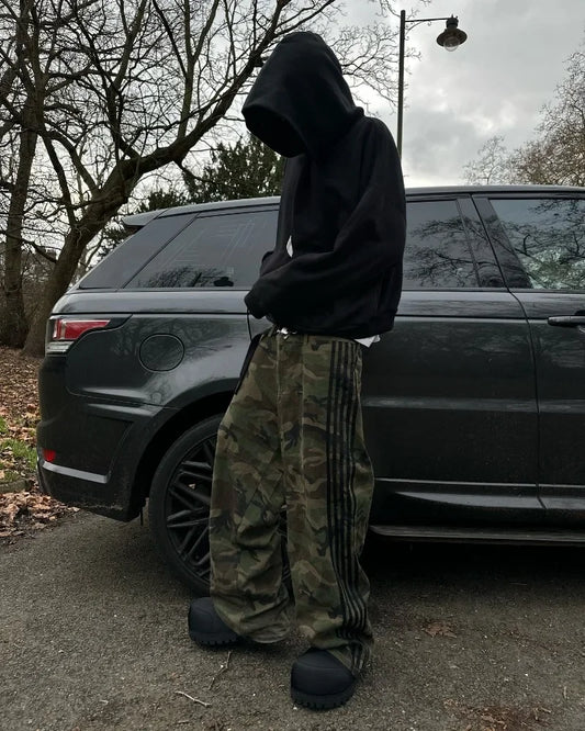 Y2k street new striped camouflage design women jeans Gothic fashion hip hop high waisted jeans couple fashion wide leg pants